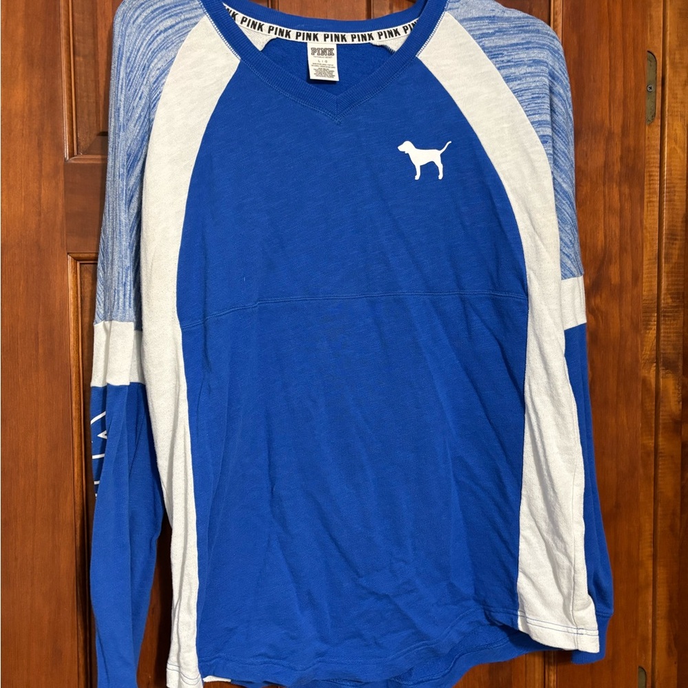 Blue and White Long Sleeve Shirt